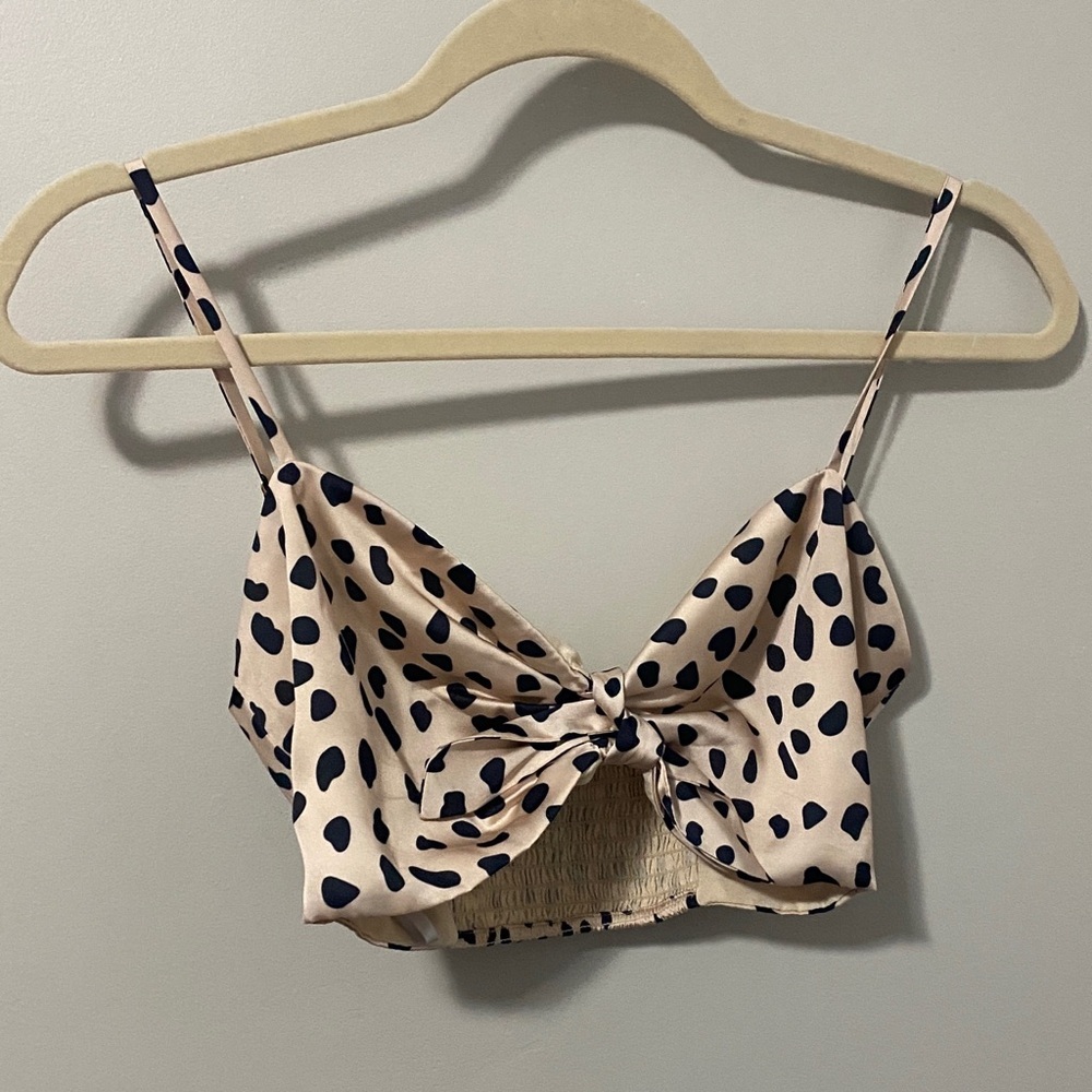 Lovers + Friends Black and Cream Patterned Top
